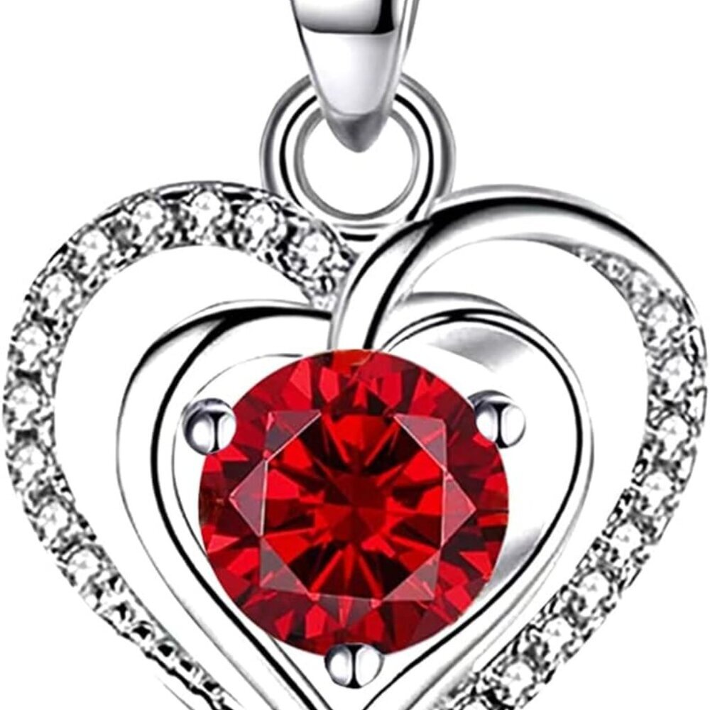 925 Sterling Silver Heart Zirconia Necklace for Women